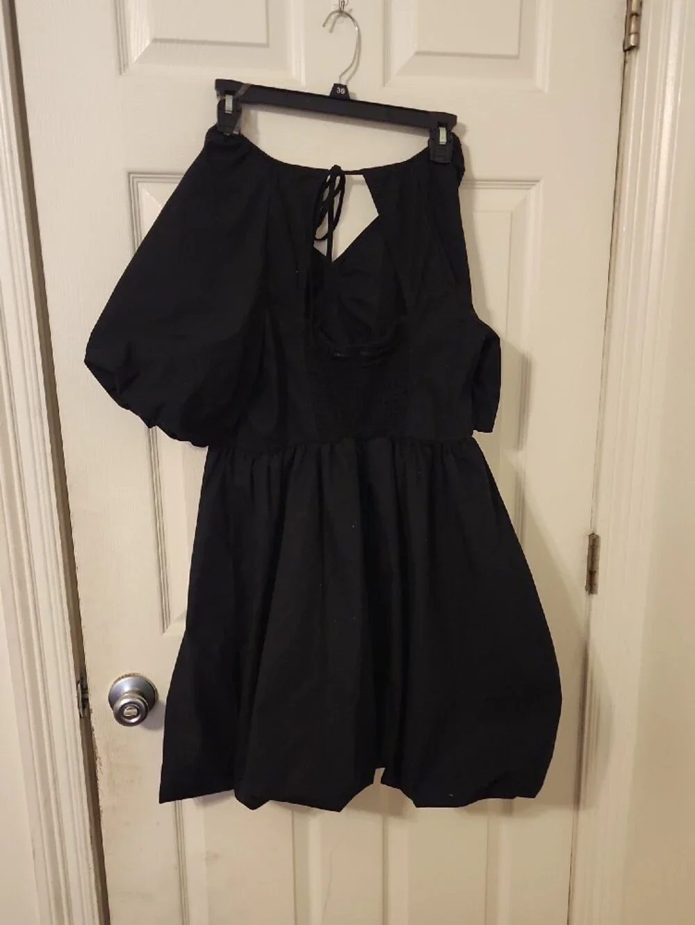Macy's Black Puff-Sleeve Tie-Back Kids Dress
